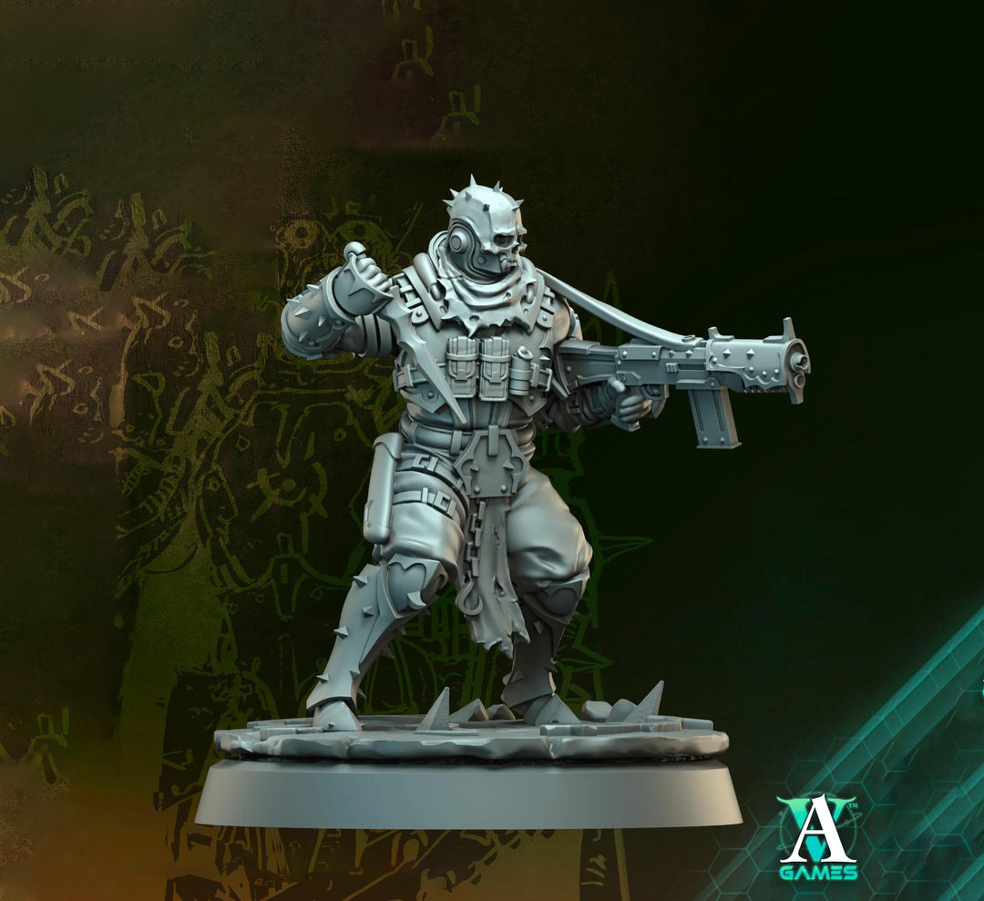 Grimdark Sci-Fi Soldier Hell Platoon Miniature, OPR Proxy, 3D Printed Tabletop Wargaming Mini