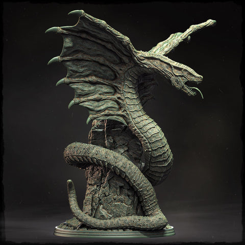 Ancient Serpentine Dragon Miniature | Huge Gargantuan DnD Pathfinder Boss Monster Resin Statue