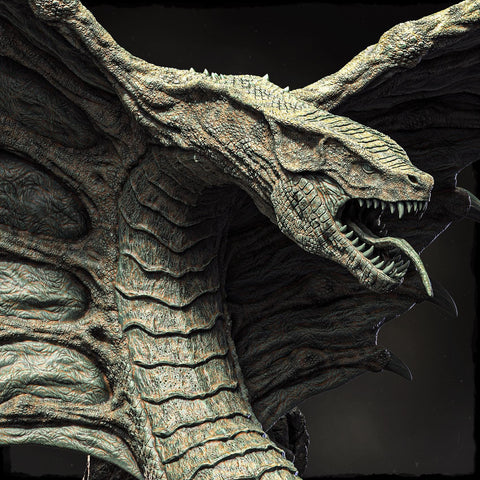 Ancient Serpentine Dragon Miniature | Huge Gargantuan DnD Pathfinder Boss Monster Resin Statue