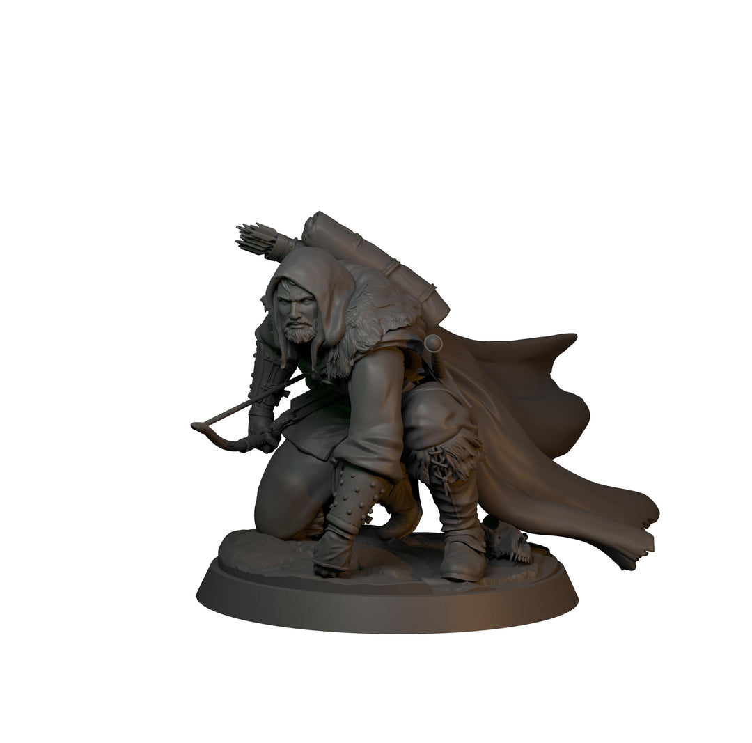 Ranger Scout Miniature | Torvin Tracking Pose | PaintedOrNot Original Design | 28mm 32mm 54mm 75mm 100mm