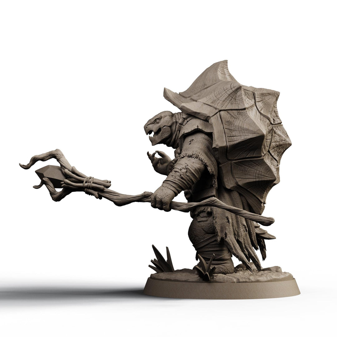 Turtlefolk Druid Miniature | Ravel Sylcarax | Resin RPG Figure