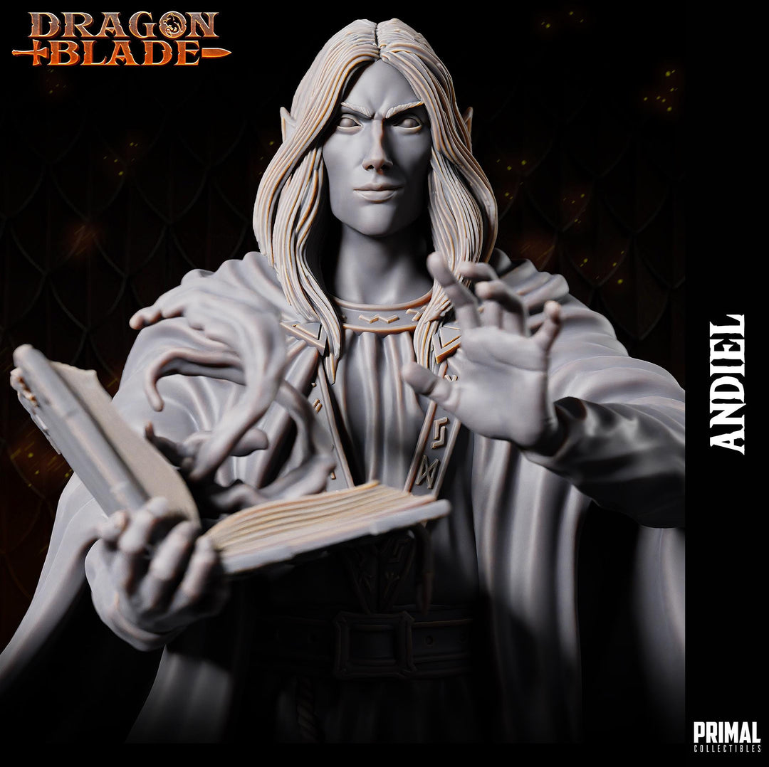 Elf Wizard Miniature UNPAINTED Resin Spellcaster Mage DnD 5e Pathfinder RPG Figurine