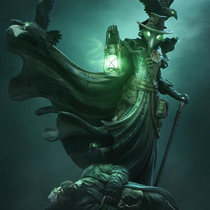Plague Doctor Miniature – Dark Alchemist Villain with Lantern | DnD NPC Boss | Resin Tabletop RPG