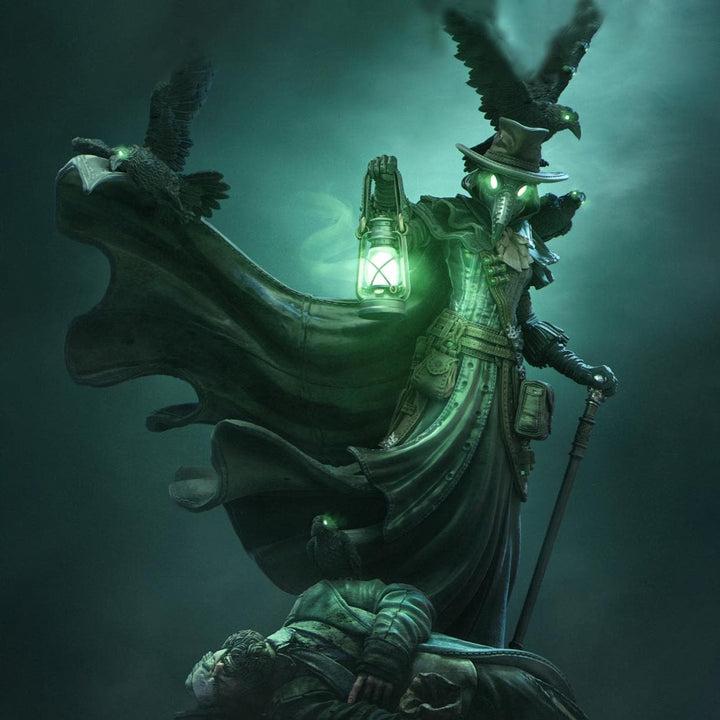 Plague Doctor Miniature – Dark Alchemist Villain with Lantern | DnD NPC Boss | Resin Tabletop RPG