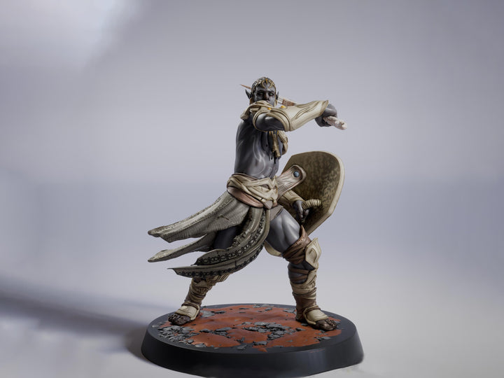 Elf Sword and Shield Fighter Miniature | Fantasy Warrior | Resin 28mm 32mm 54mm 75mm 100mm