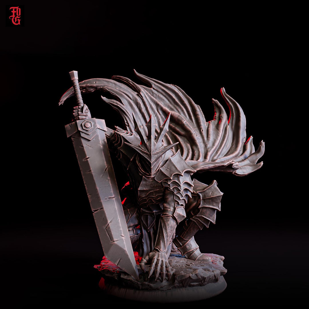 Dark Greatsword Knight Miniature | Two Hand Sword Warrior | Resin 28mm 32mm 54mm 75mm 100mm