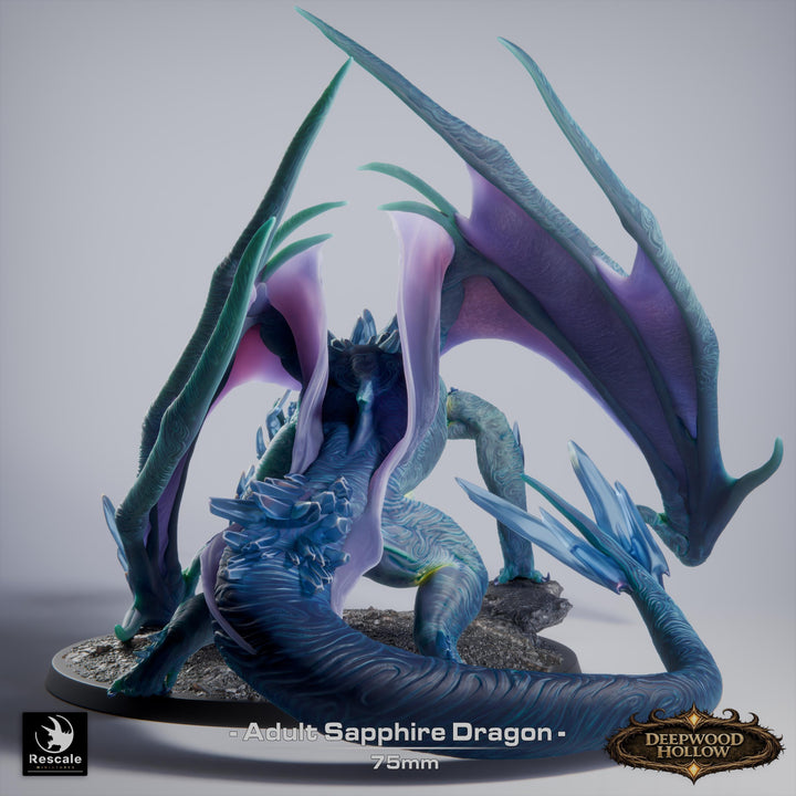 Sapphire Dragon Miniature | Crystal Dragon | Collector Display Figure