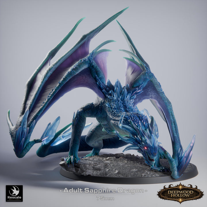 Sapphire Dragon Miniature | Crystal Dragon | Collector Display Figure