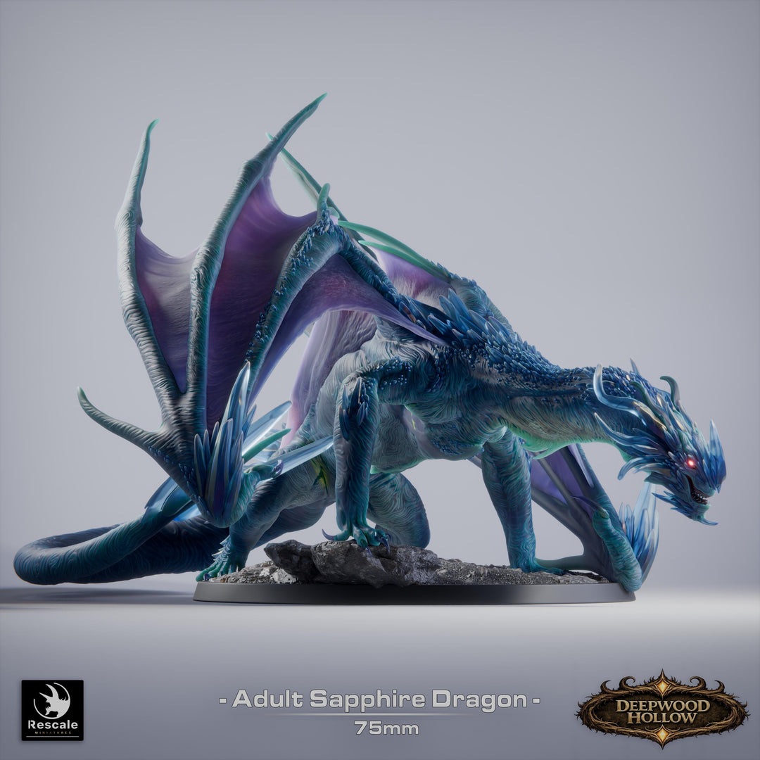 Sapphire Dragon Miniature | Crystal Dragon | Collector Display Figure