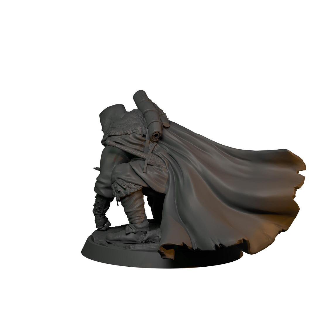 Ranger Scout Miniature | Torvin Tracking Pose | PaintedOrNot Original Design | 28mm 32mm 54mm 75mm 100mm