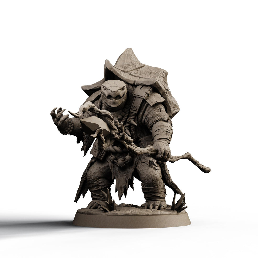Turtlefolk Druid Miniature | Ravel Sylcarax | Resin RPG Figure