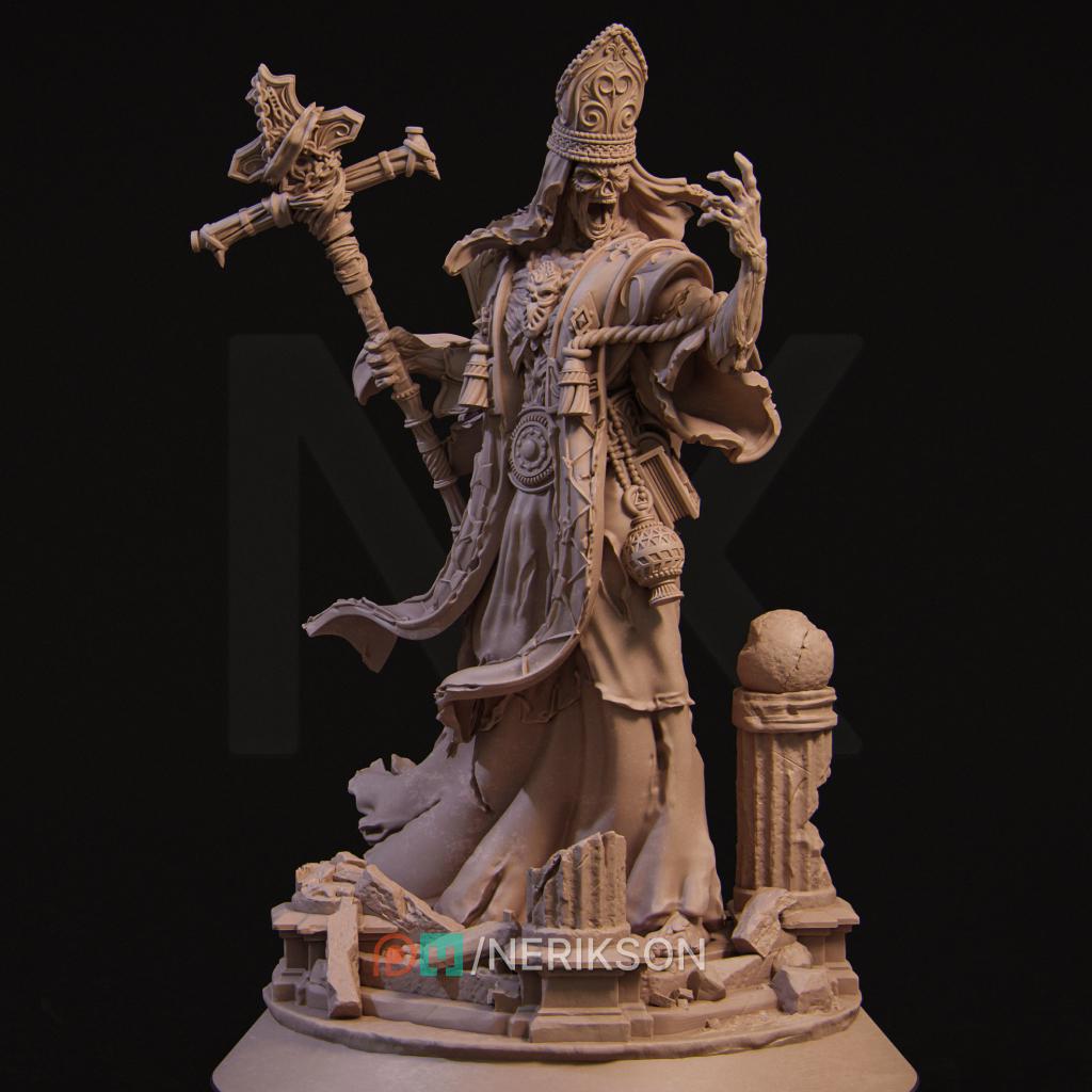 Lich Priest Miniature | Undead Necromancer Cleric | Resin RPG Figure