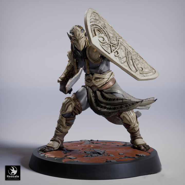 Elf Shield Warrior Fighter Miniature | Fantasy Sword Defender | Resin 28mm 32mm 54mm 75mm 100mm