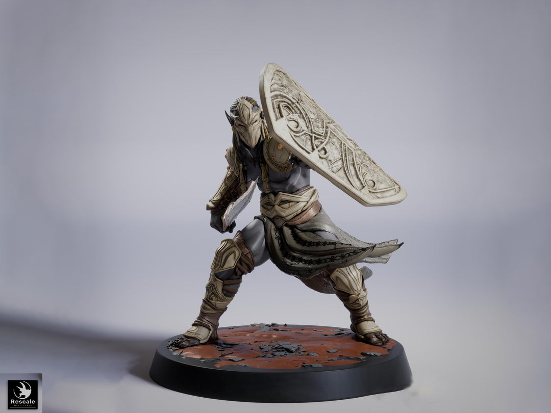 Elf Shield Warrior Fighter Miniature | Fantasy Sword Defender | Resin 28mm 32mm 54mm 75mm 100mm