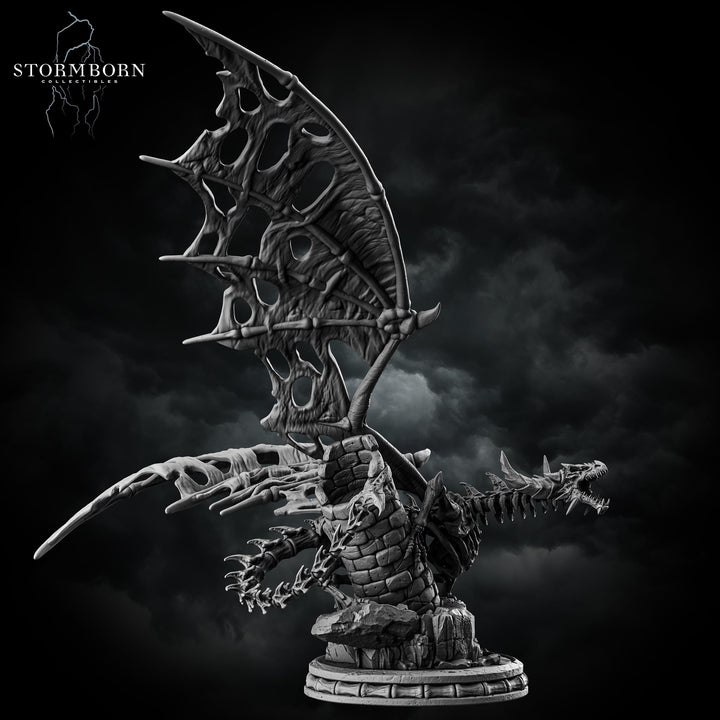 Skeletal Dragon Miniature | Undead Dragon Boss | Unpainted Monster