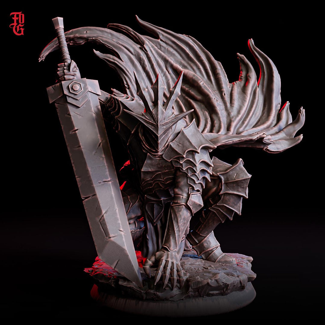 Dark Greatsword Knight Miniature | Two Hand Sword Warrior | Resin 28mm 32mm 54mm 75mm 100mm