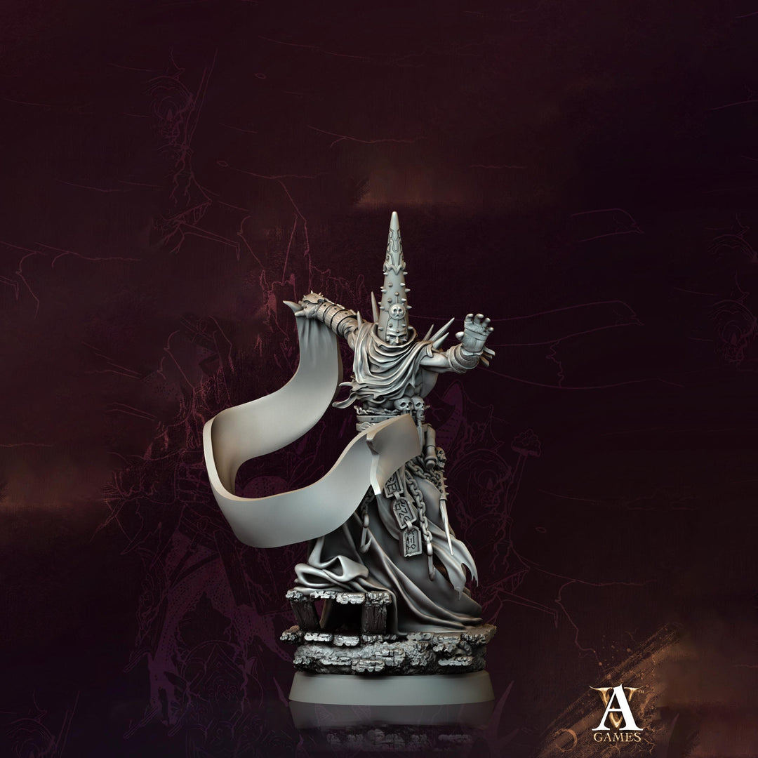 Dark Priest Miniature | Occult Sorcerer Figure | Unpainted Resin Collector Display