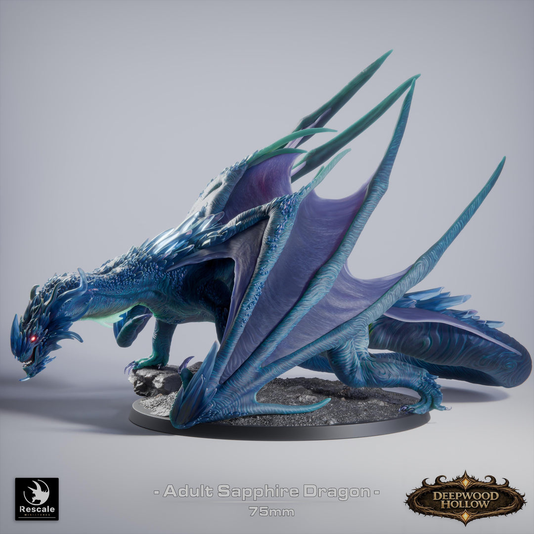 Sapphire Dragon Miniature | Crystal Dragon | Collector Display Figure