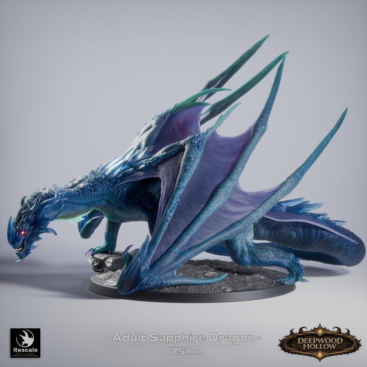 Sapphire Dragon Miniature | Crystal Dragon | Collector Display Figure
