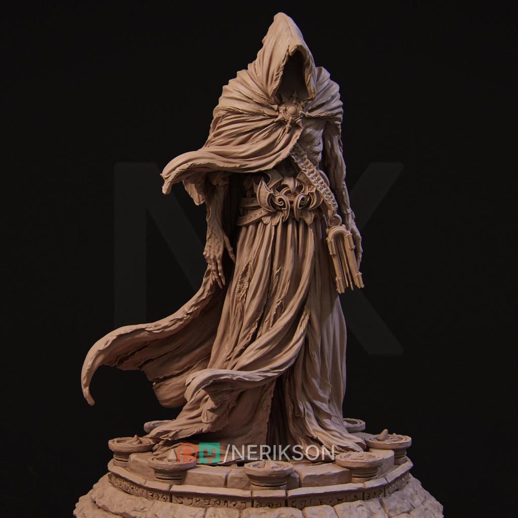 Undead Sorcerer Miniature | Hooded Lich | 5 Sizes Unpainted Resin Figure