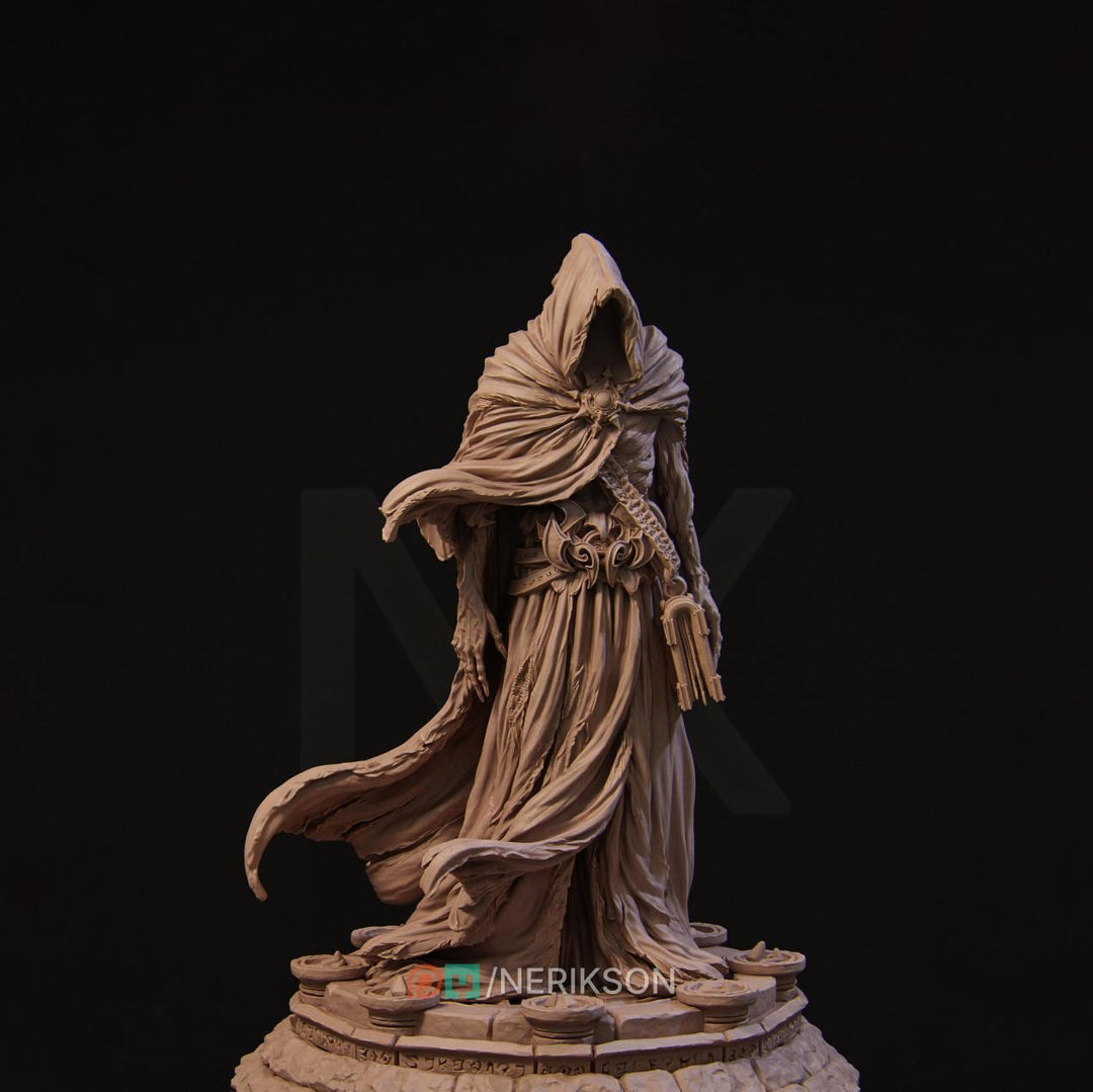 Undead Sorcerer Miniature | Hooded Lich | 5 Sizes Unpainted Resin Figure