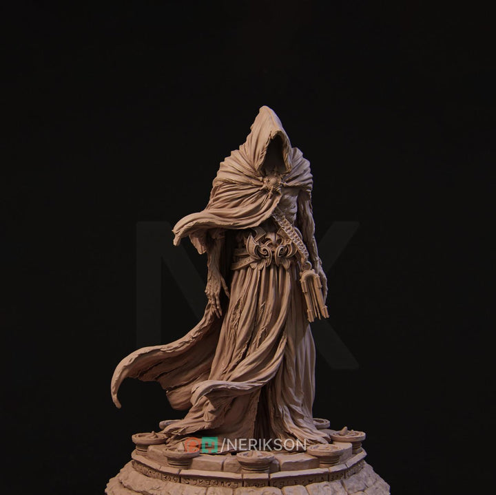 Undead Sorcerer Miniature | Hooded Lich | 5 Sizes Unpainted Resin Figure