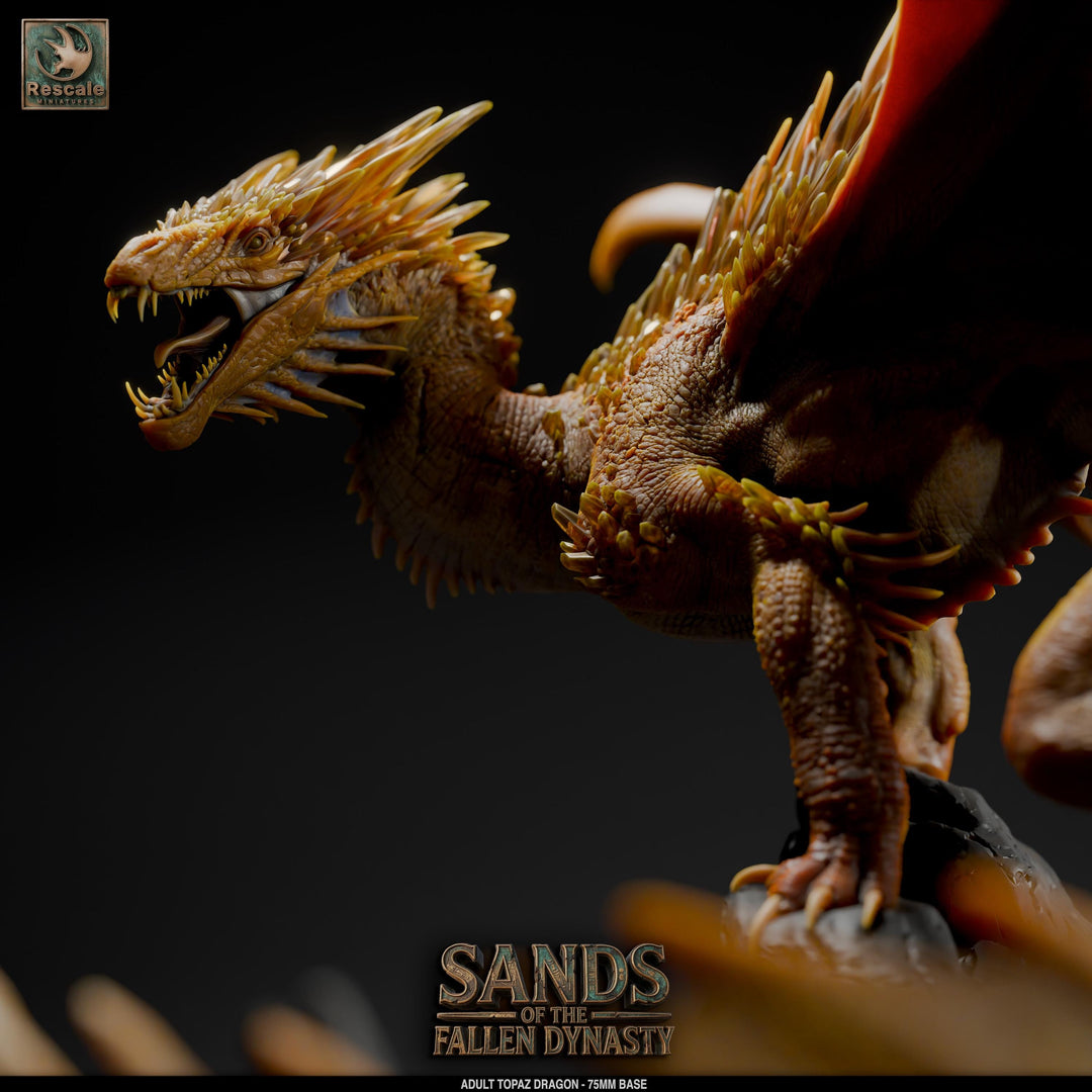 Adult Topaz Dragon Miniature | Gem Dragon Boss | 28mm to Gargantuan