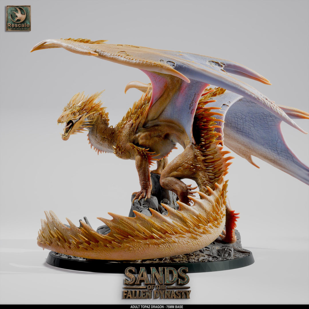 Adult Topaz Dragon Miniature | Gem Dragon Boss | 28mm to Gargantuan