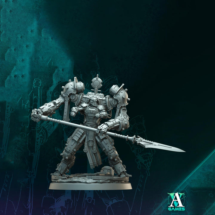 Sci-Fi Mech Knight Miniature | Spear War Suit | Unpainted Resin 32mm 40mm 50mm 65mm 80mm