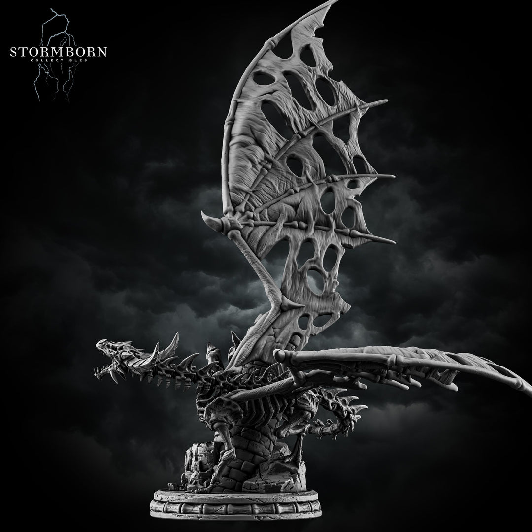 Skeletal Dragon Miniature | Undead Dragon Boss | Unpainted Monster