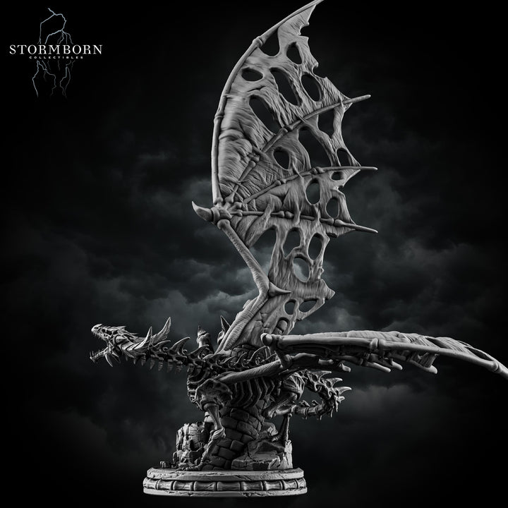 Skeletal Dragon Miniature | Undead Dragon Boss | Unpainted Monster