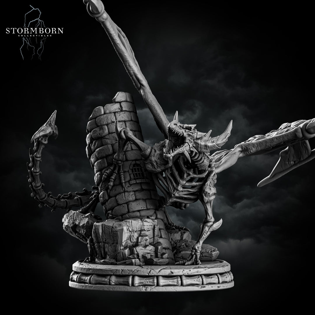 Skeletal Dragon Miniature | Undead Dragon Boss | Unpainted Monster