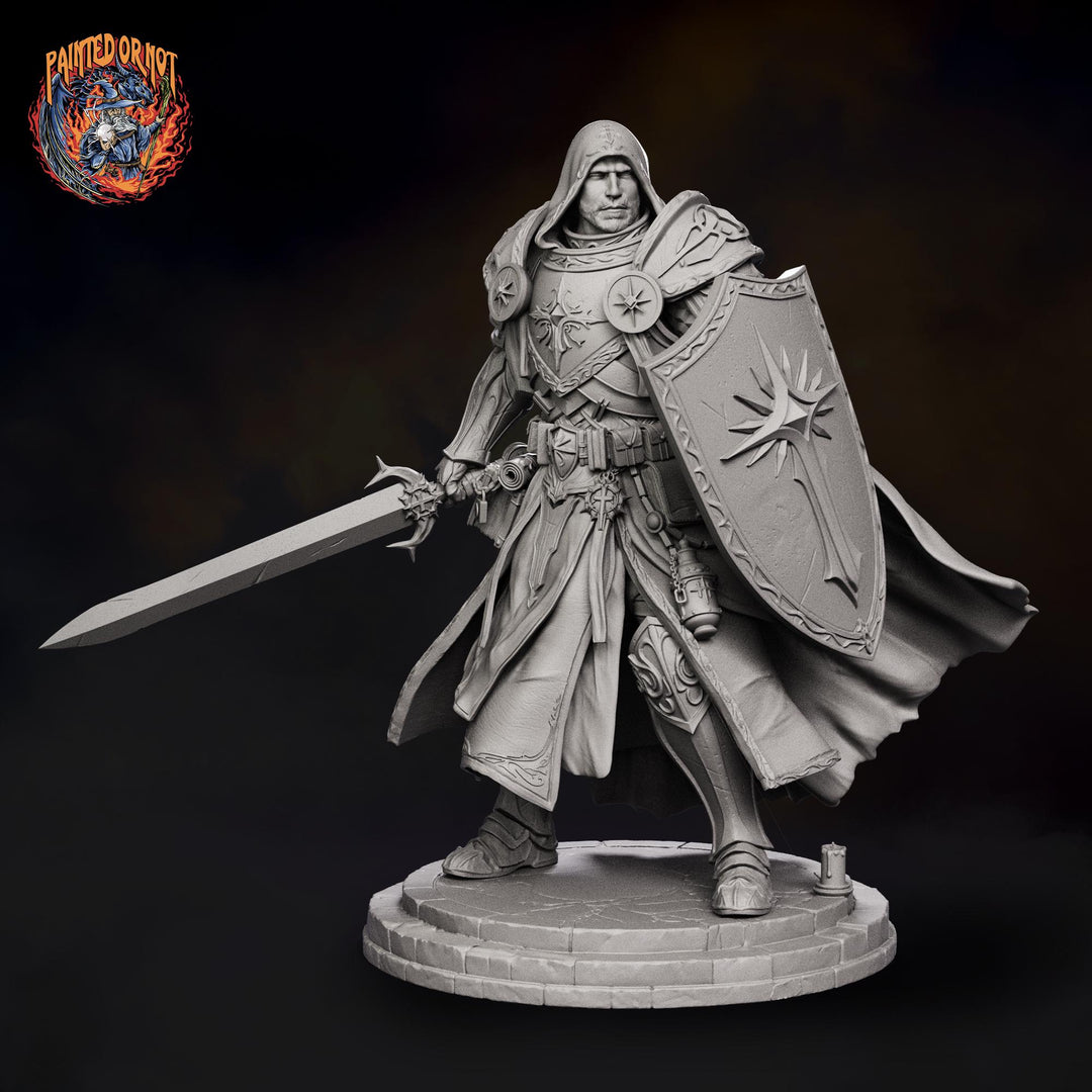 Holy Paladin Divine Judge, PaintedOrNot Original Design Unpainted Mini | 5 Sizes /Scales
