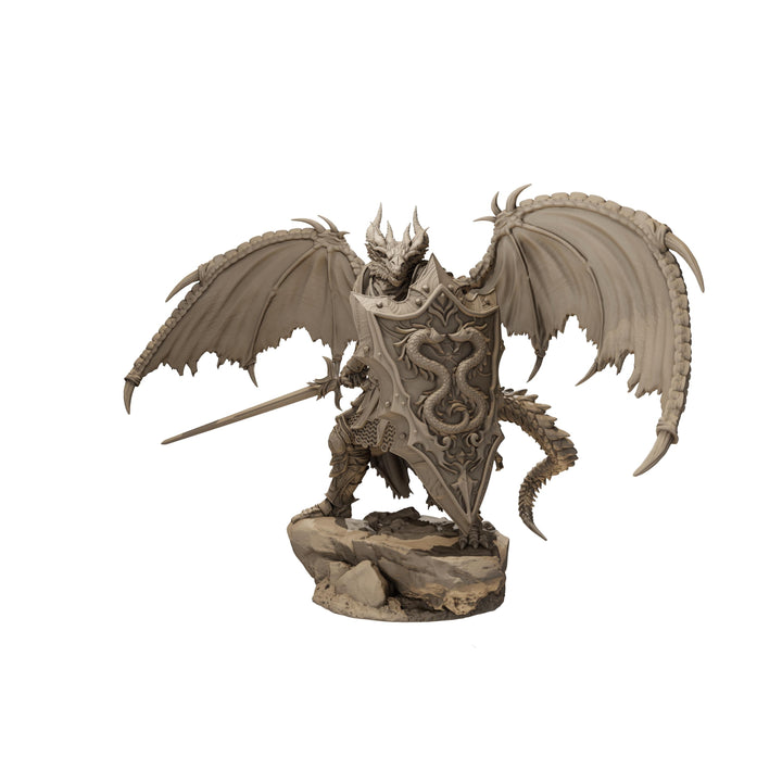 Winged Dragonborn Paladin Miniature, PaintedOrNot Original Design Unpainted Mini | 5 Sizes /Scales