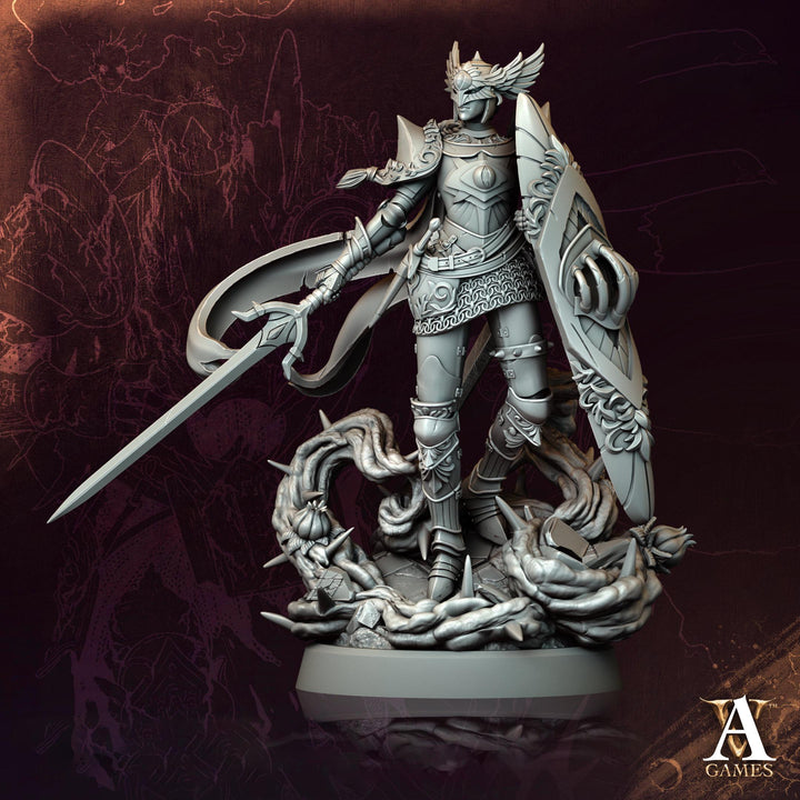 Knight Miniature | Shield Warrior Figure | Unpainted Resin Collector Display