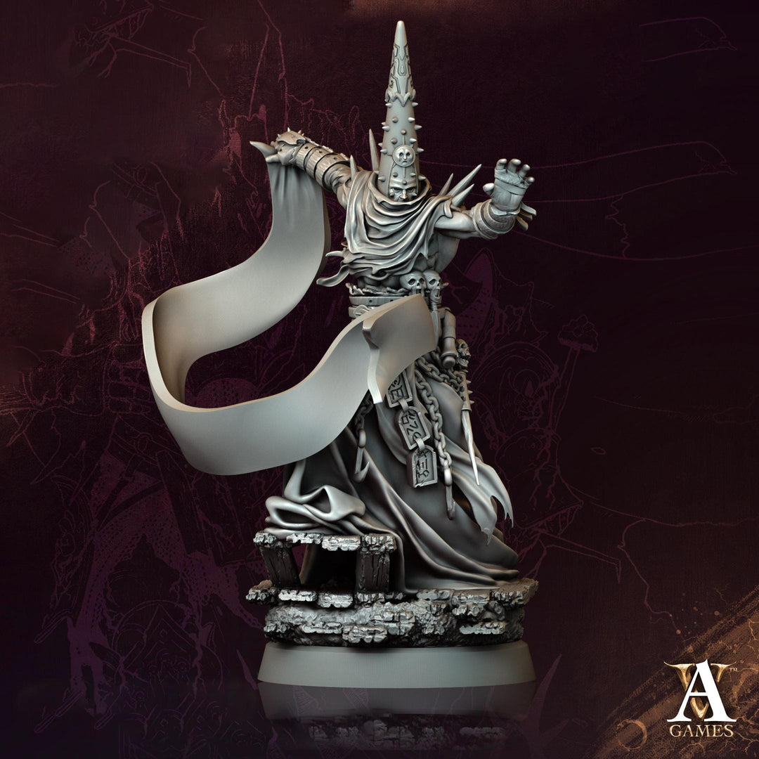 Dark Priest Miniature | Occult Sorcerer Figure | Unpainted Resin Collector Display