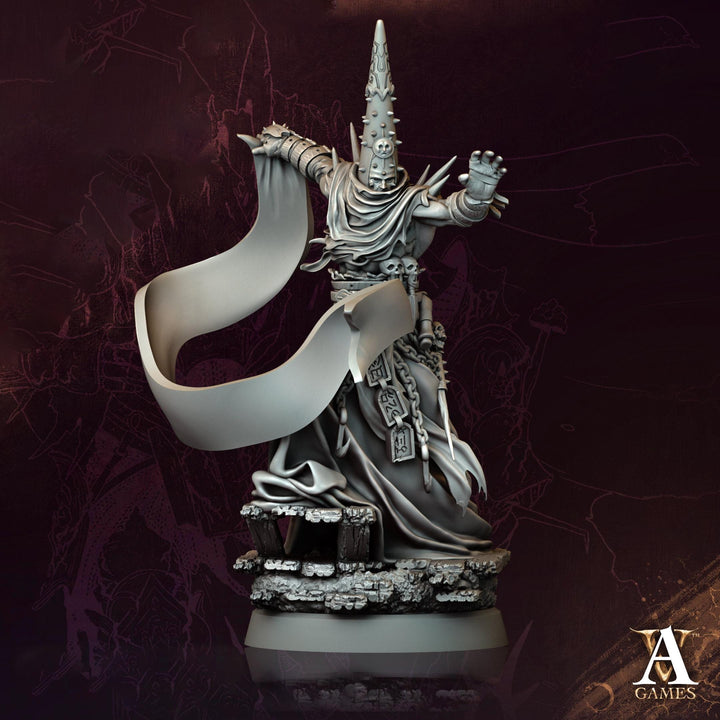 Dark Priest Miniature | Occult Sorcerer Figure | Unpainted Resin Collector Display