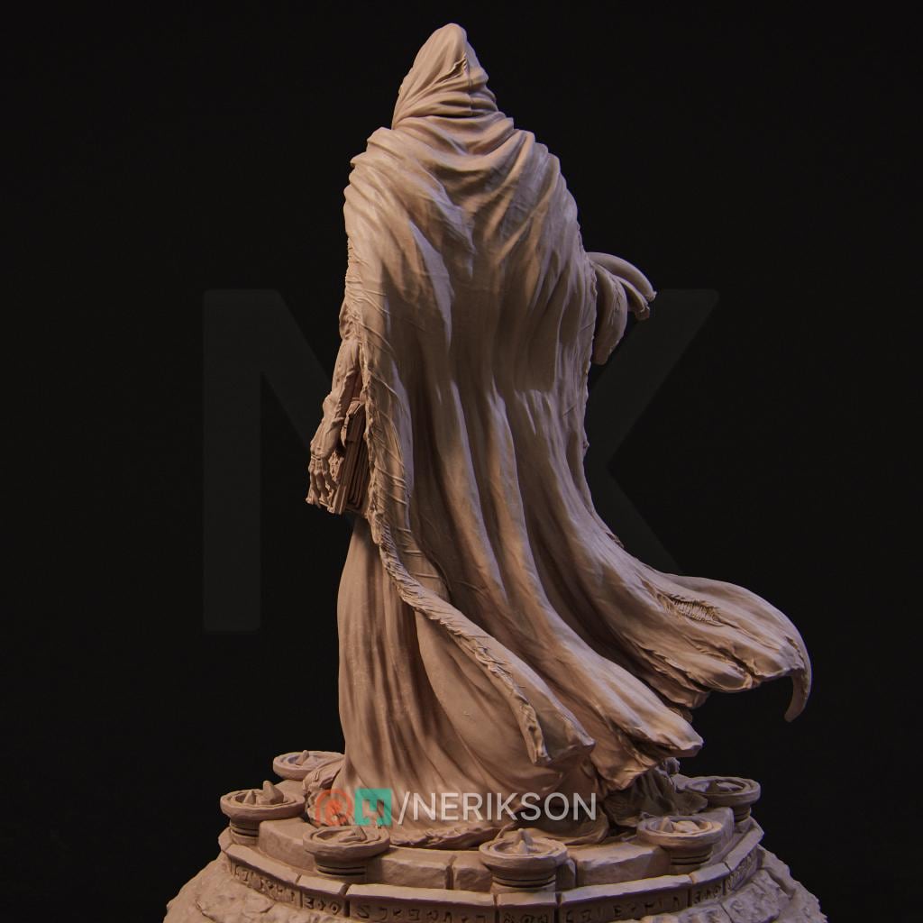 Undead Sorcerer Miniature | Hooded Lich | 5 Sizes Unpainted Resin Figure