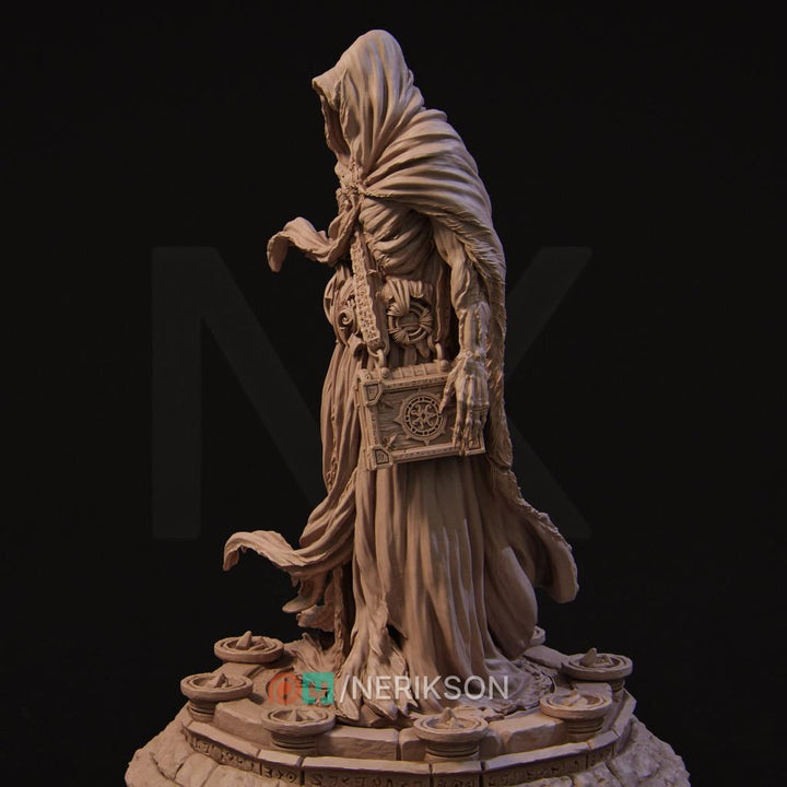 Undead Sorcerer Miniature | Hooded Lich | 5 Sizes Unpainted Resin Figure