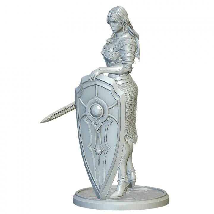 Female Holy Knight Miniature | Sword and Shield Paladin | Resin 28mm 32mm 54mm 75mm 100mm