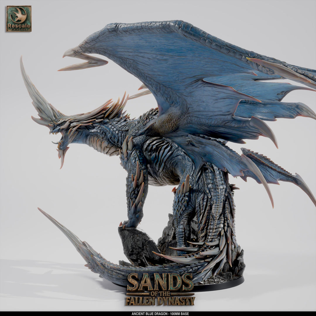 Ancient Blue Dragon Miniature | Gargantuan Resin DND 5e Boss Monster