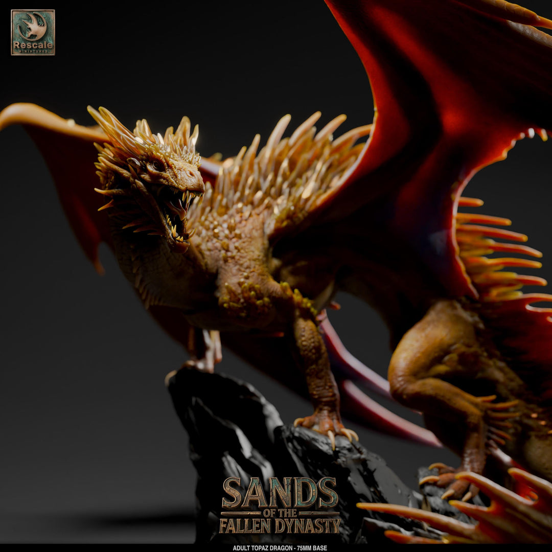Adult Topaz Dragon Miniature | Gem Dragon Boss | 28mm to Gargantuan