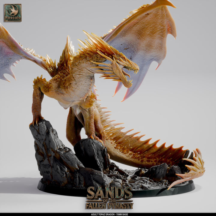 Adult Topaz Dragon Miniature | Gem Dragon Boss | 28mm to Gargantuan