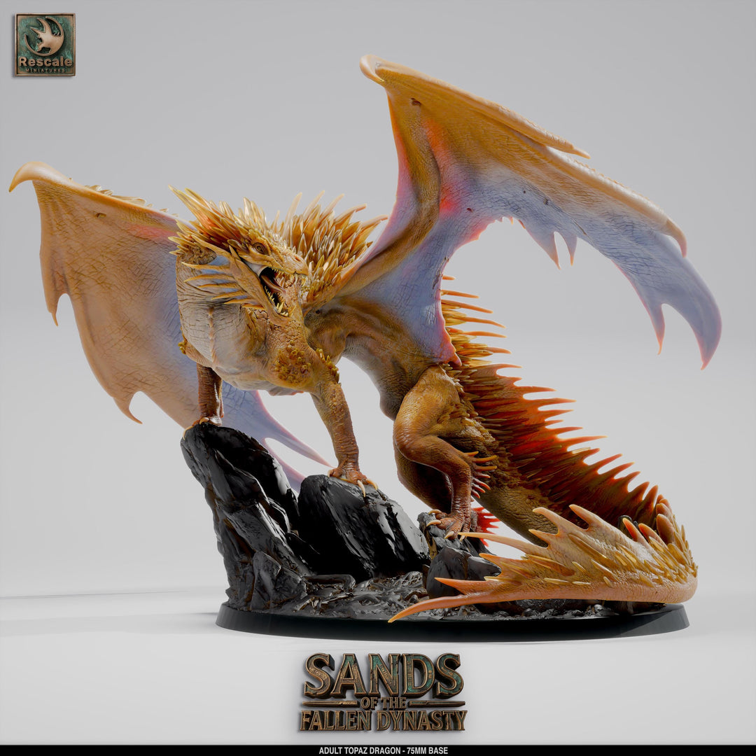 Adult Topaz Dragon Miniature | Gem Dragon Boss | 28mm to Gargantuan