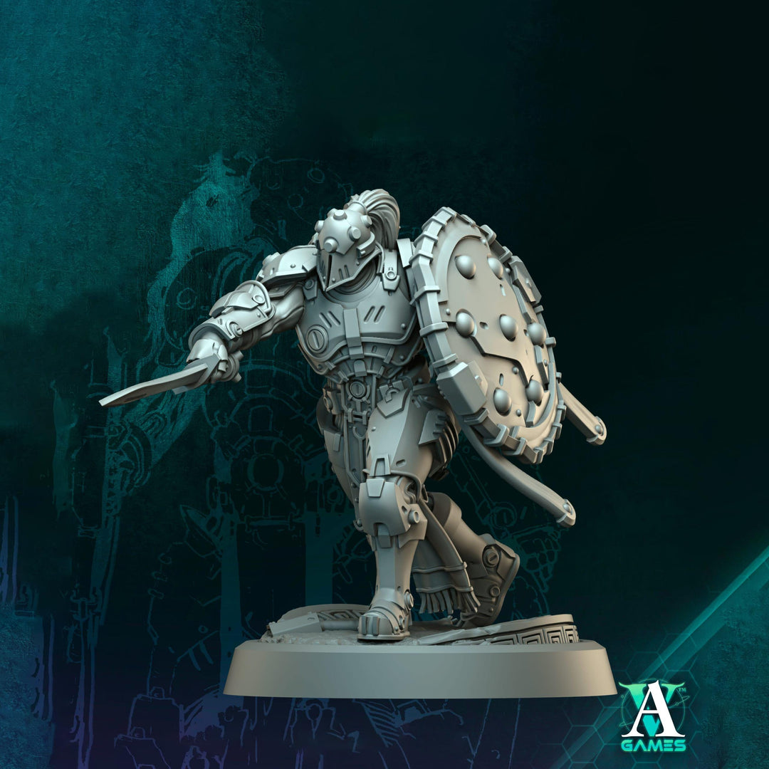 Sci-Fi Miniature Space Knight, Hellas Black Hoplite | 5 Sizes /Scales | Resin Mini