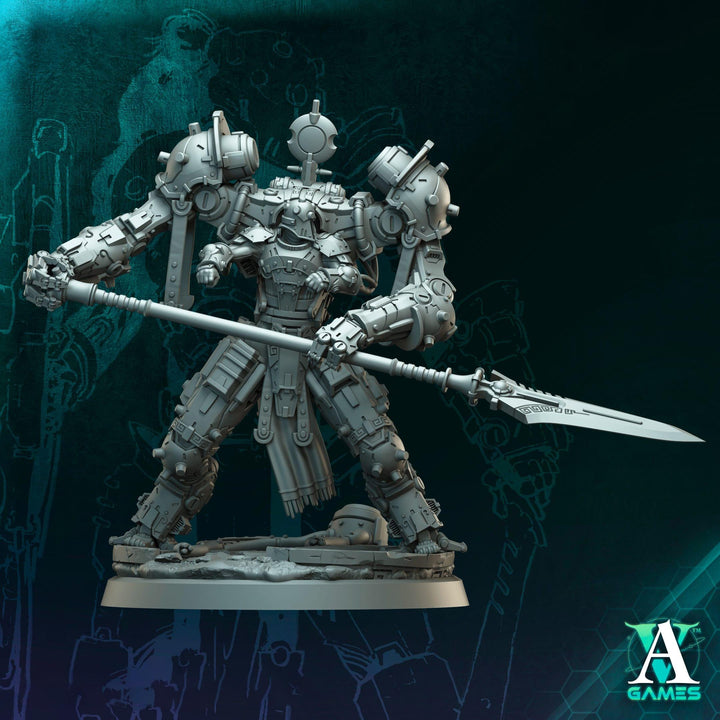 Sci-Fi Mech Knight Miniature | Spear War Suit | Unpainted Resin 32mm 40mm 50mm 65mm 80mm