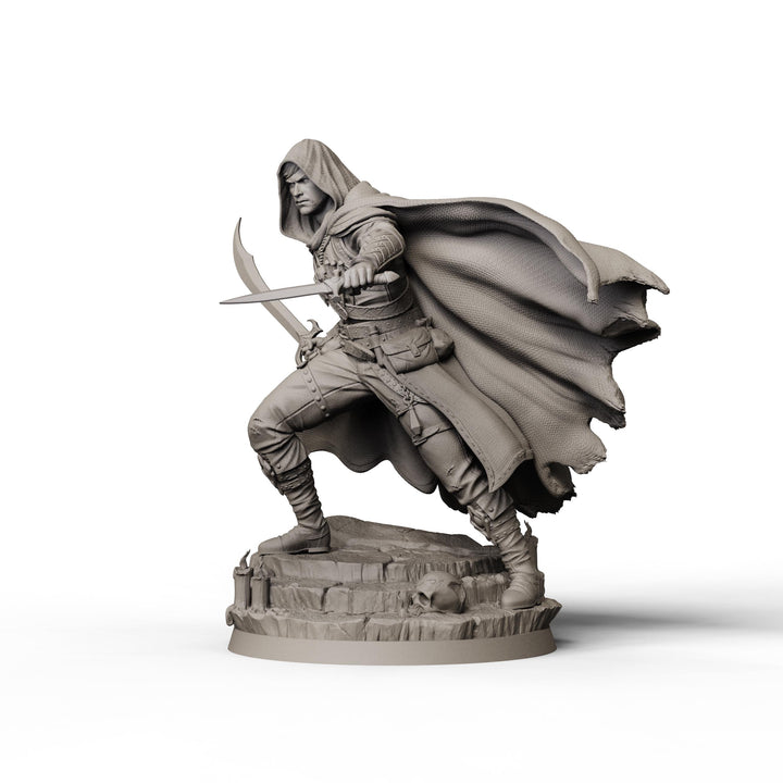 Male Rogue with Daggers, PaintedOrNot Original Design Unpainted Mini | 5 Sizes /Scales