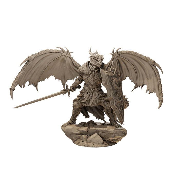 Winged Dragonborn Paladin Miniature, PaintedOrNot Original Design Unpainted Mini | 5 Sizes /Scales