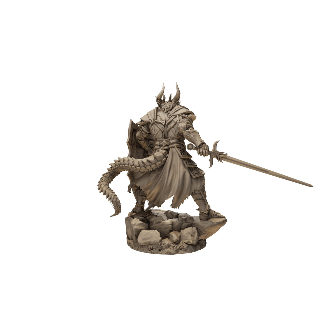 Dragonborn Paladin Miniature, Sword &amp; Shield | PaintedOrNot Original Unpainted Mini