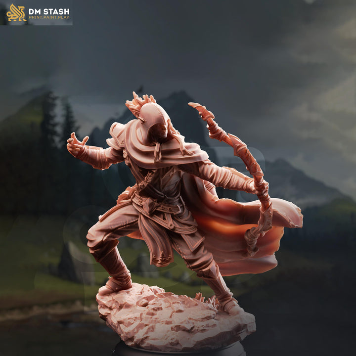 Elf Ranger Archer Miniature | Bow Sharpshooter PC NPC | DnD UNPAINTED Resin